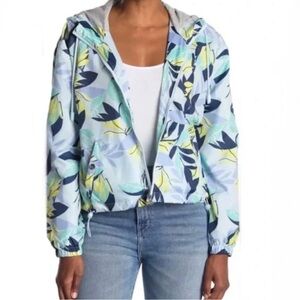 Hurley Blue and Yellow Leaf Print Bomber Jacket